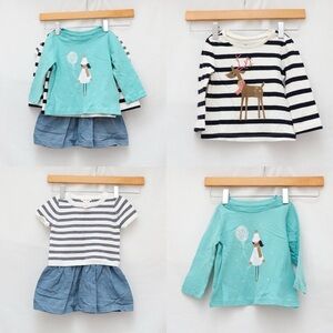Set of 2 Baby Gap tops 1 Joe Fresh dress baby girl infant 12-18 toddler striped